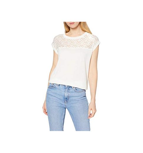 Only Onlnicole S/s Mix Top Noos Camiseta, Blanco