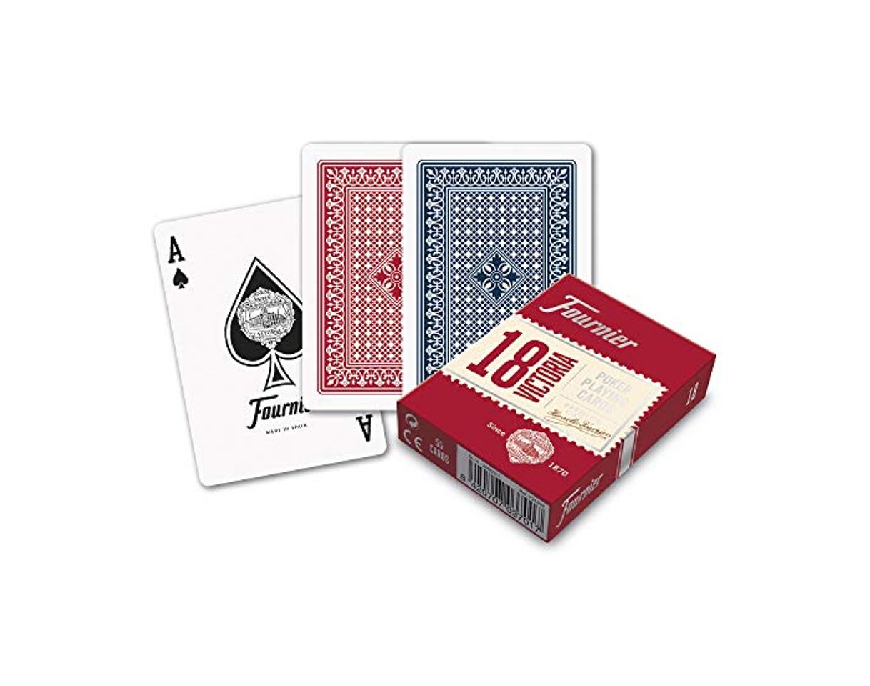 Producto Fournier-nº18 Baraja de Cartas Poker Clasica, Color Azul/Rojo