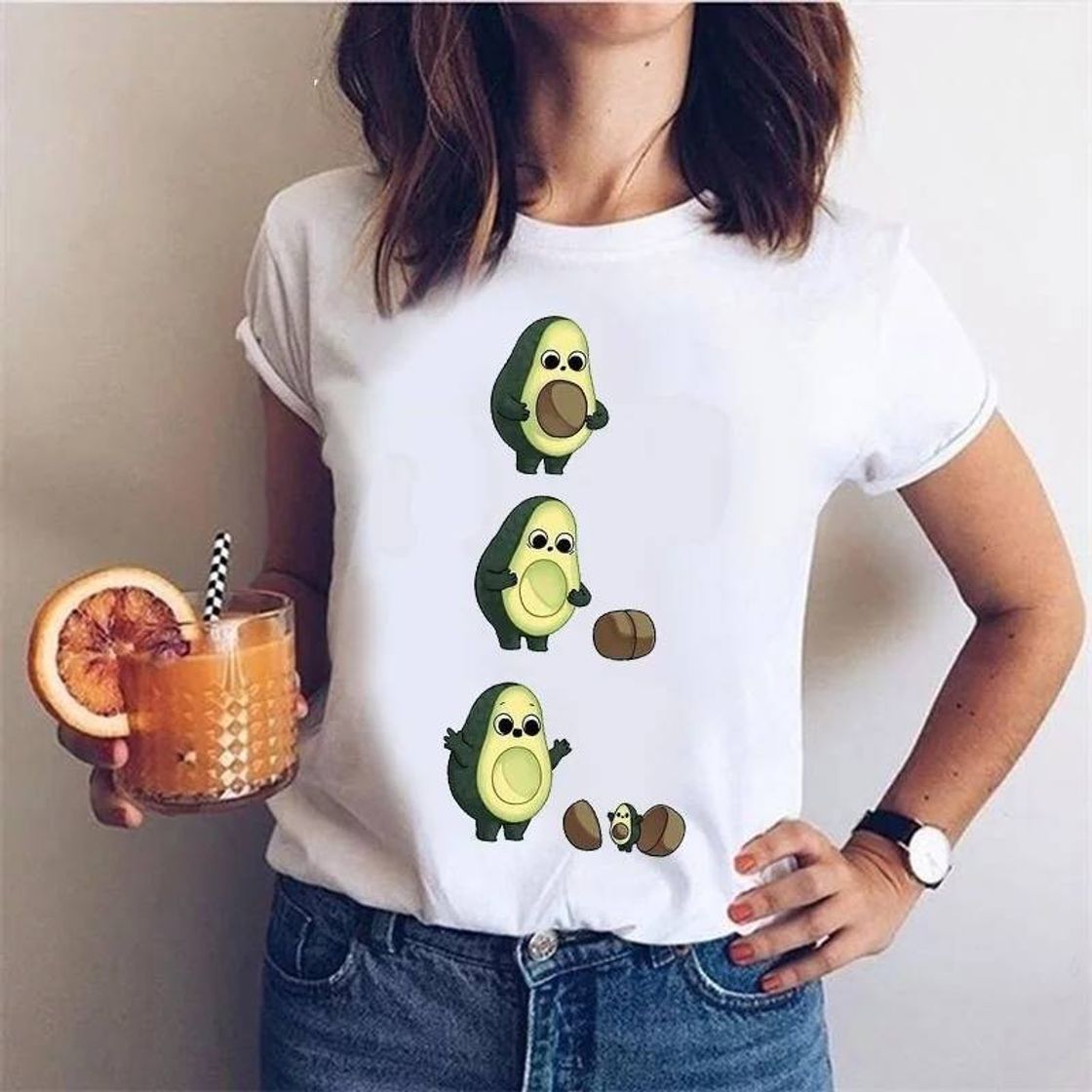 Moda Camiseta aguacate kawaii 