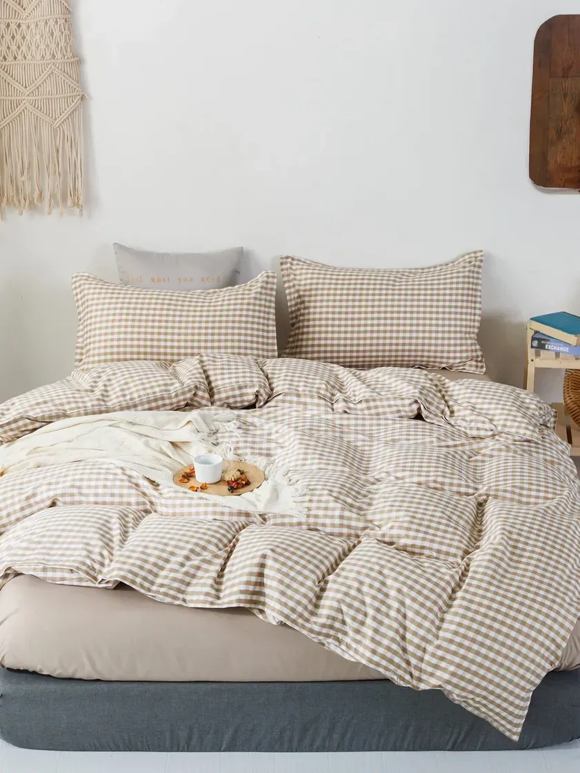 Productos Gingham Pattern Bedding Set Without Filler