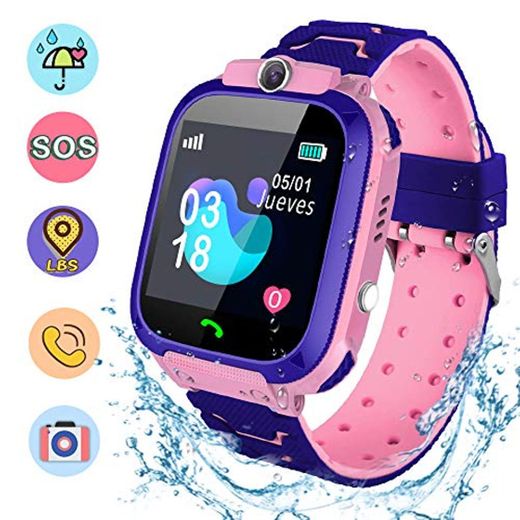 NAIXUES Smartwatch Niños, Reloj Inteligente Niña IP67, LBS, Hacer Llamada, Chat de