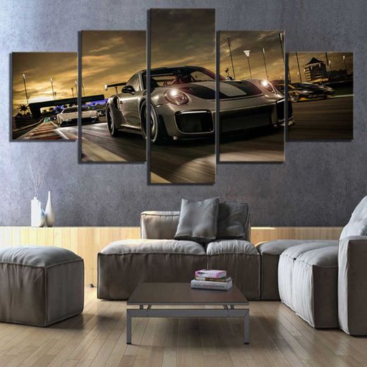 Tablero de madera impresión de arte lienzo lienzo impresión 5 tablero coche de lujo S Ford Mustang Shelby Gt5 decoración del hogar cartel pintura sala de estar Sin marco