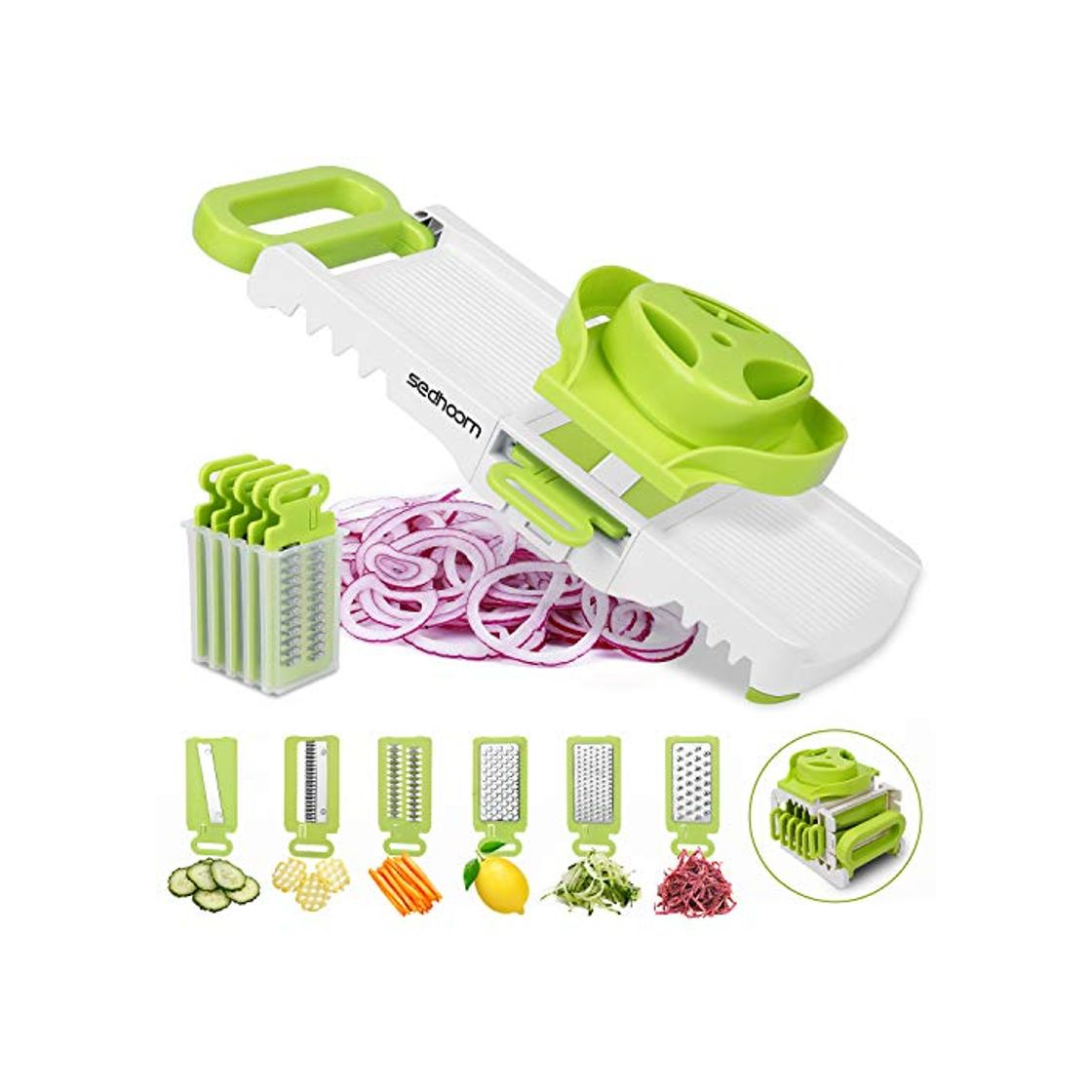 Social Sedhoom Mandolina de Cocina 6 en 1 Cortador de Verdura Multifuncional Mandolina