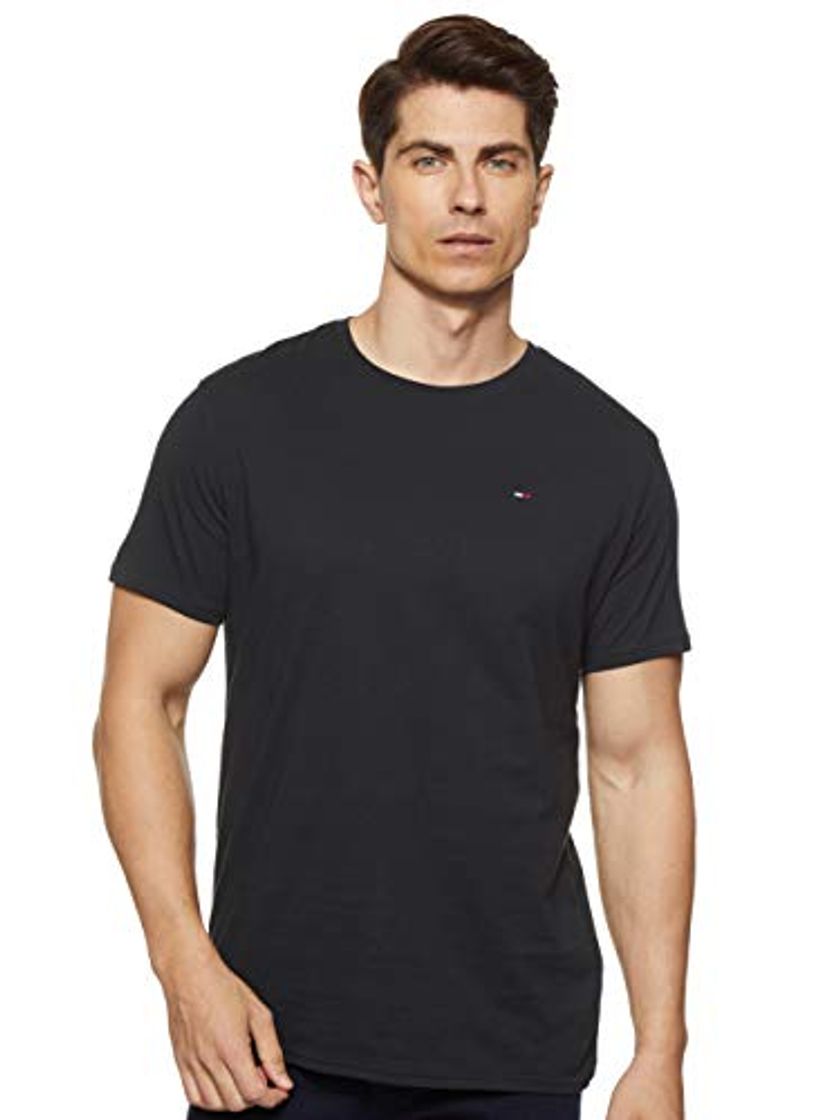 Social Tommy Hilfiger Regular C Camiseta con Cuello Redondo, Negro