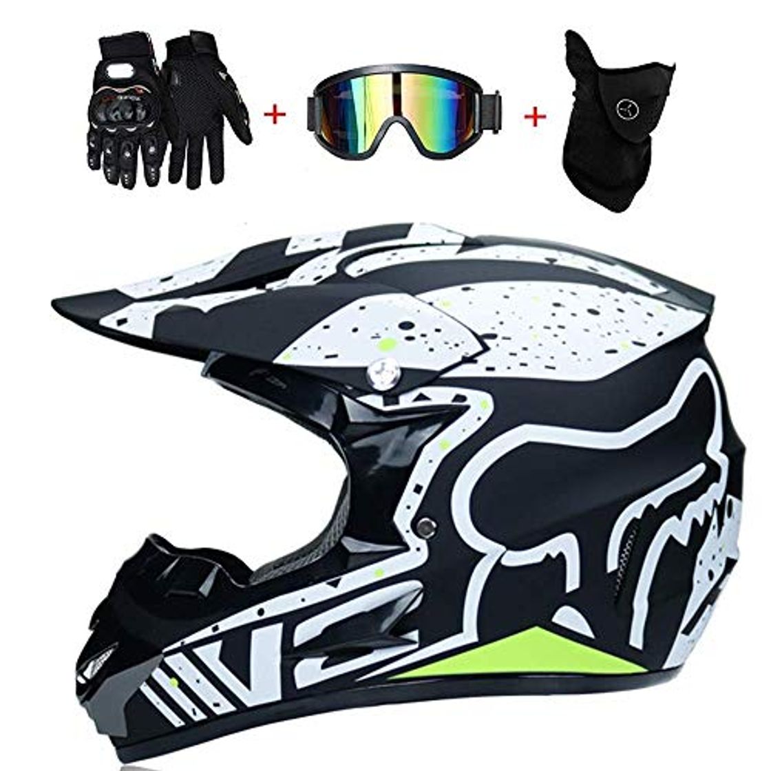 Producto LSLVKEN Motocicleta Motocross Motocicleta Cascos y Parabrisas y Guantes y Gafas D.O.T