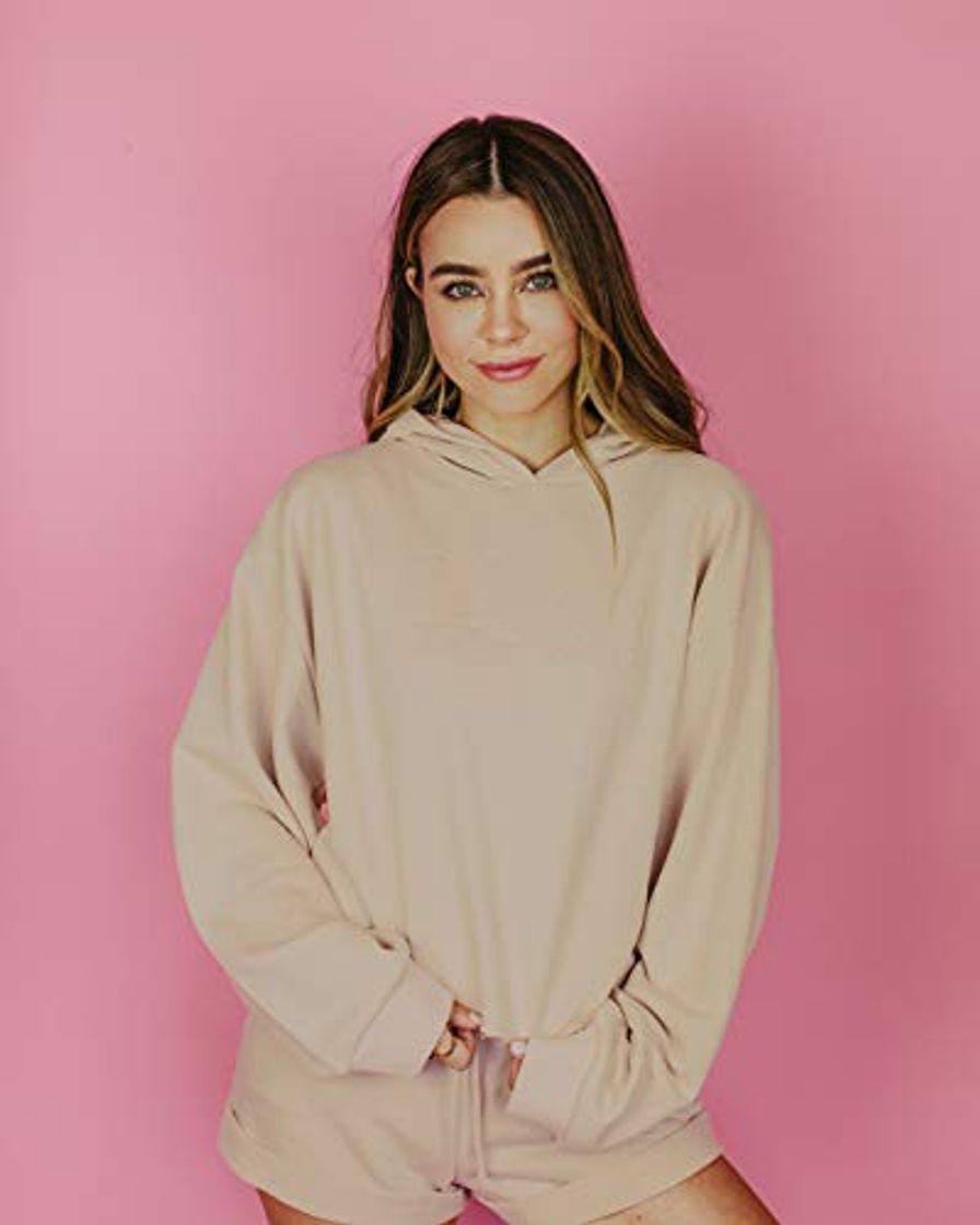 Fashion The Drop Light Camel Boxy Embroidered Slogan Hoodie by @sierrafurtado Novelty