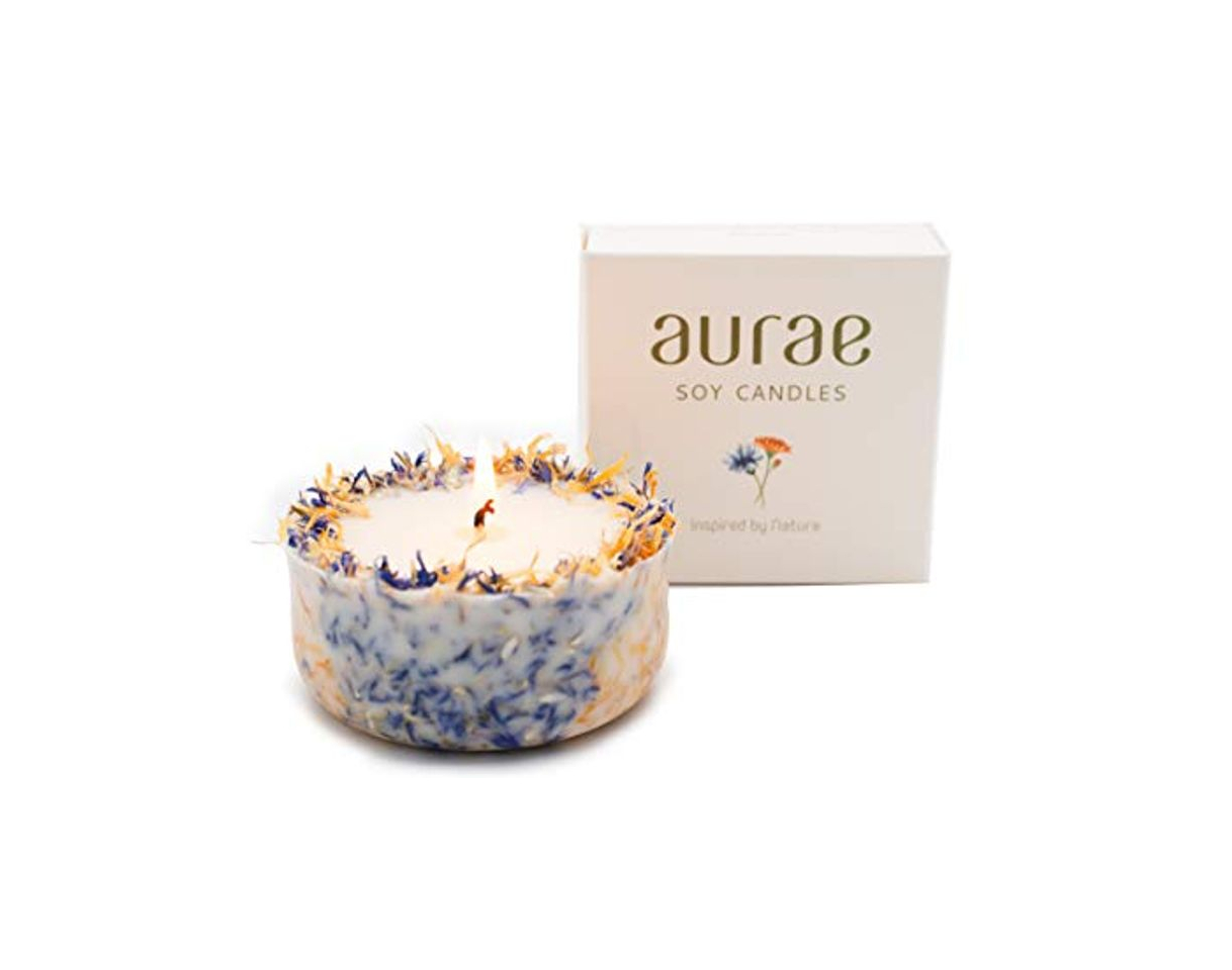 Product Aurae Soy Candles Vela aromática de Cera de Soja Decorada con pétalos