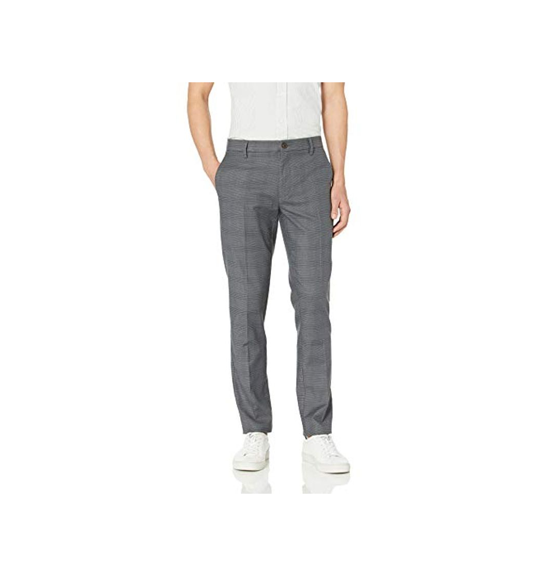 Fashion Goodthreads - Pantalón chino pitillo antiarrugas para hombre, gris, cuadros