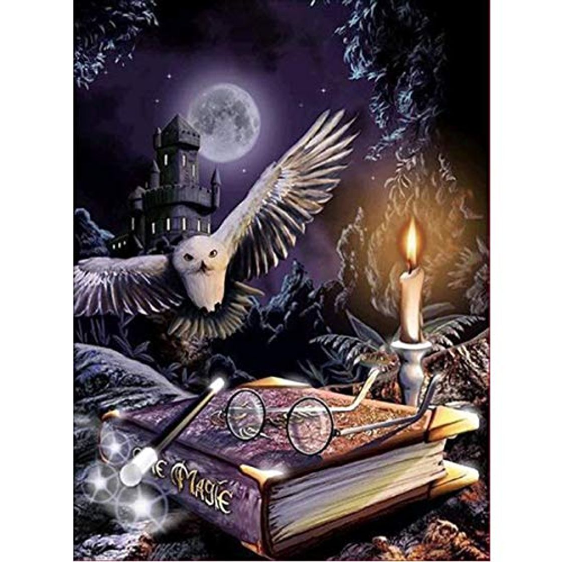 Producto MXJSUA DIY 5D Diamond Painting Kits de perforación Redondos completos Rhinestone Picture Art Craft para decoración de la Pared del hogar 30x40 cm Black Castle Eagle Ancient Book