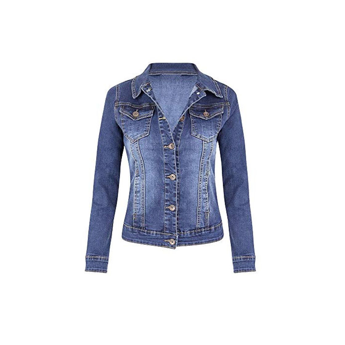 Fashion Luckycat Mujer Calle Estilo Cazadora Denim Casual Chaqueta Vaquera De Manga Larga