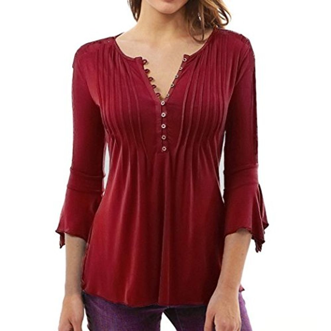 Social UMIPUBO Mujer Blusa 3/4 Manga Camisas Elegante Camisetas Primavera Verano Cuello en