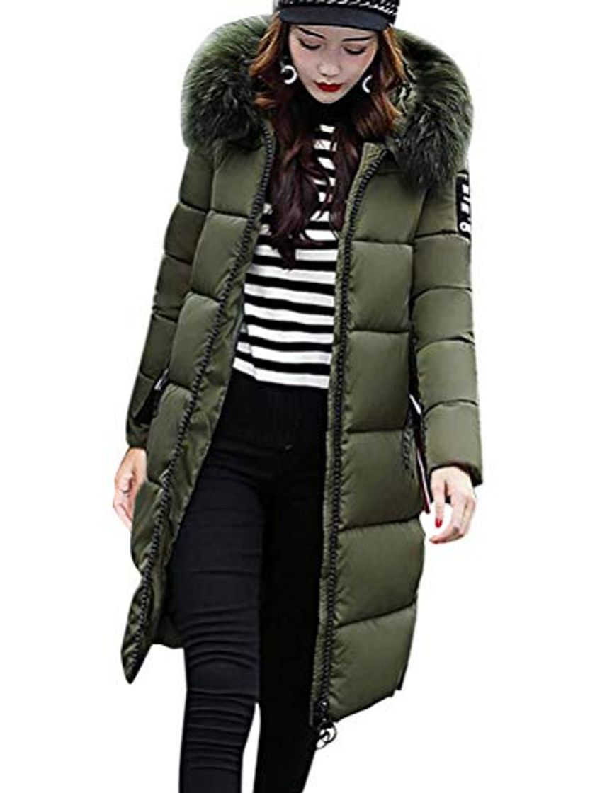 Moda Tomwell Abrigo Plumas con Capucha Mujer Abrigos Acolchado Plumiferos Ligeros Chaquetas Chaquetones Plumon Anorak Plumifero Corto Cazadoras Chaqueta Ejercito Verde ES 38