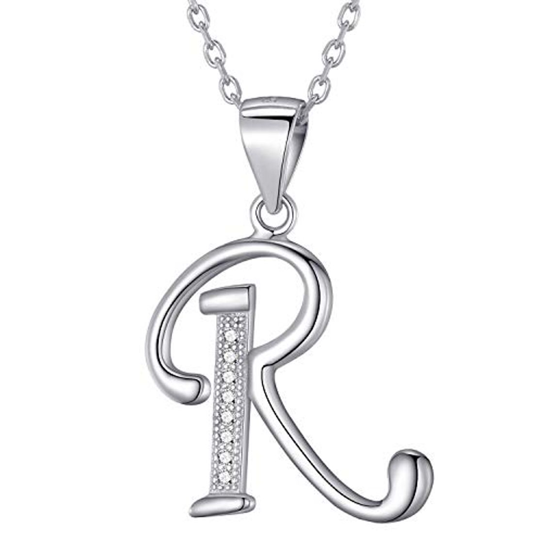 Place Morella collar de mujer con colgante letra R de 925 plata rodiada