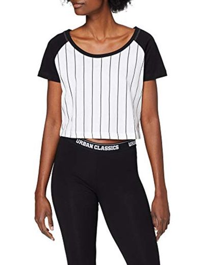 Urban Classics Ladies Cropped Baseball tee Camiseta, Multicolor