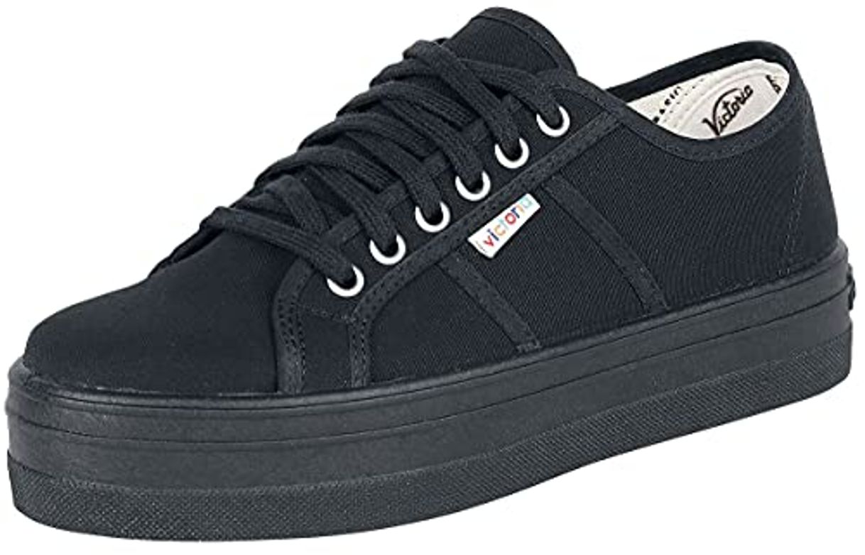 Social Victoria Basket Lona Plataf, Zapatillas Bajos de Deporte Unisex, Negro