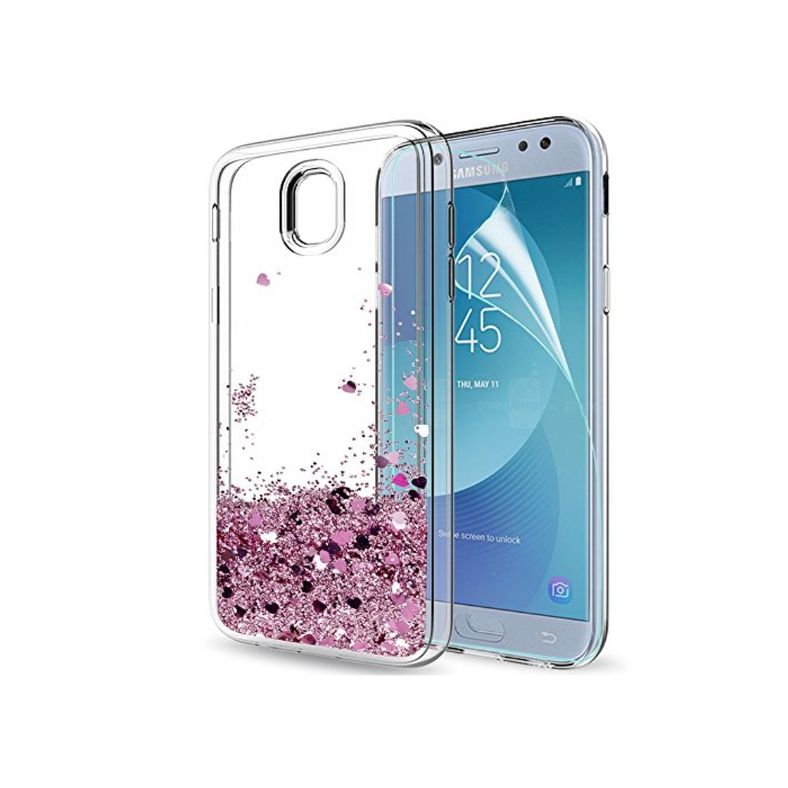 Product LeYi Funda Samsung Galaxy J5 2017 Silicona Purpurina Carcasa con HD Protectores