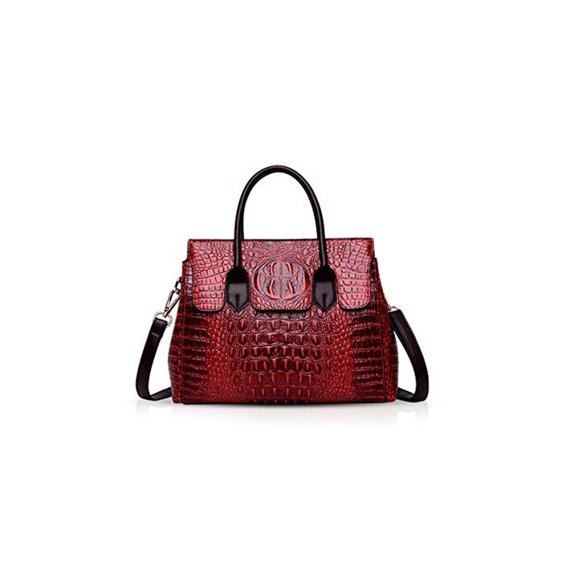 Social NICOLE & DORIS Bolsos de Mujer Bolsos de asa Superior de cocodrilo Cuero Lujoso Bolsos de Moda de PU Cuero Vino Rojo