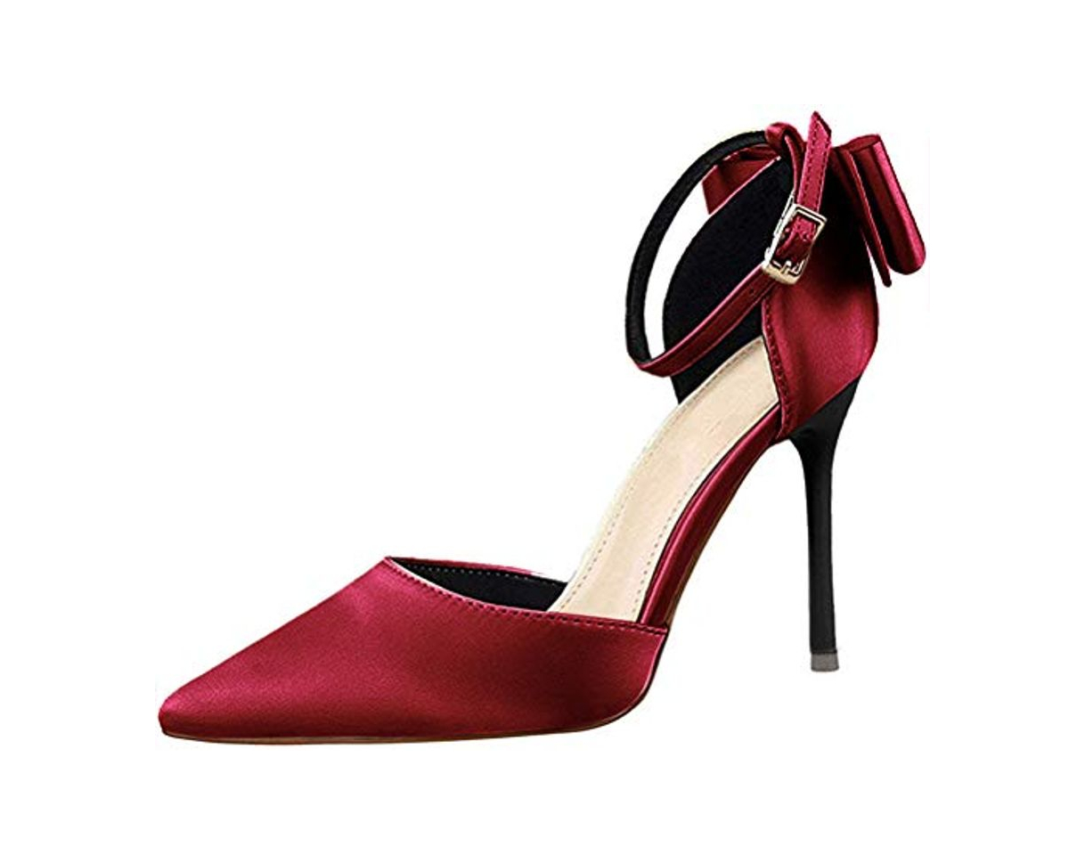 Social Minetom Mujer Diamante Correa De Tobillo Tacón Alto Fiesta Noche Boda Zapatos Vino Rojo 38 EU