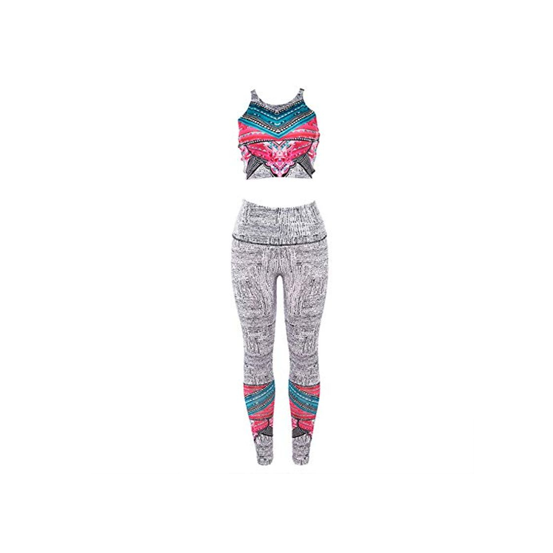 Moda YFDYG Ropa Deportiva para Mujer,Gris 2 Pi Ece Yoga Set Chándal para Mujer