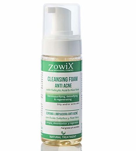 ZOWIX Antiacné en Espuma Limpiadora. Foam purificante suave contra el acné facial.