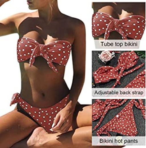 UMIPUBO Bikini Mujer Dos Piezas Ropa con Estampado de Lunares Push-Up Traje