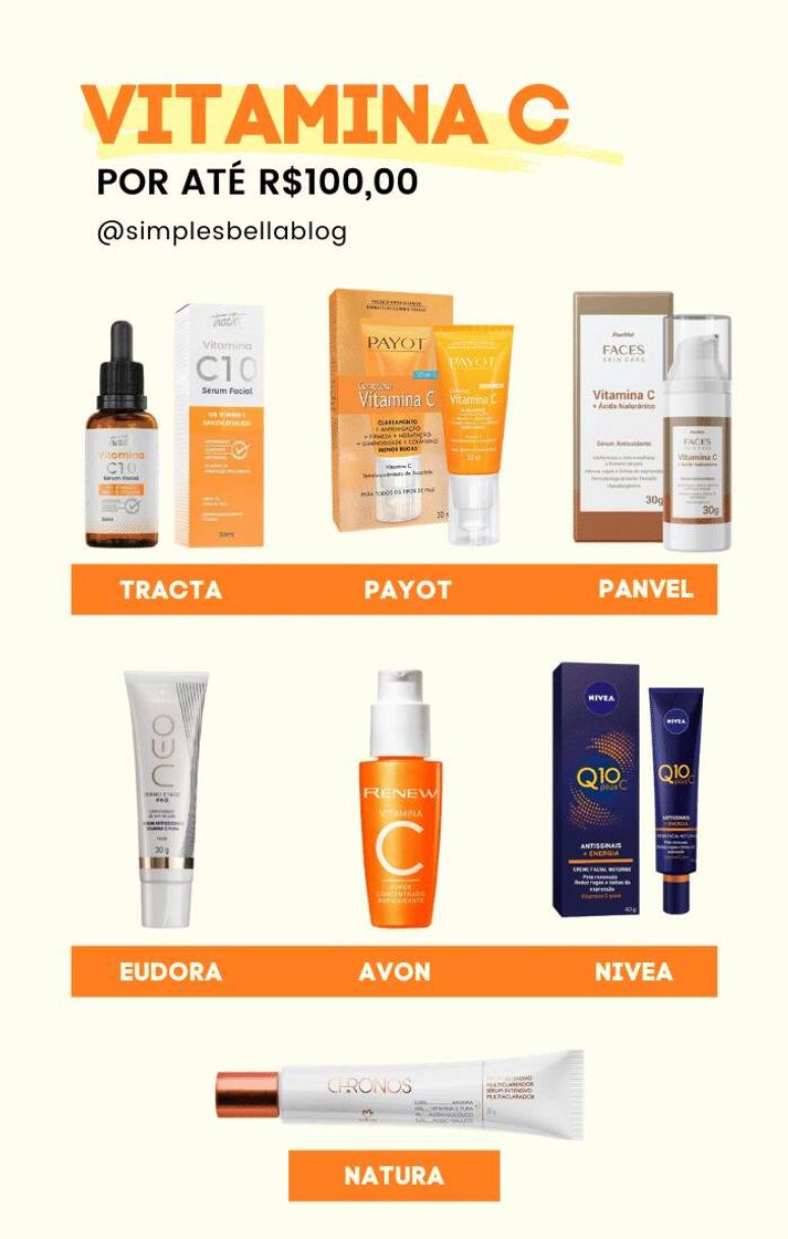 Fashion Produtos de vitamina C para o rosto por menos de R$100