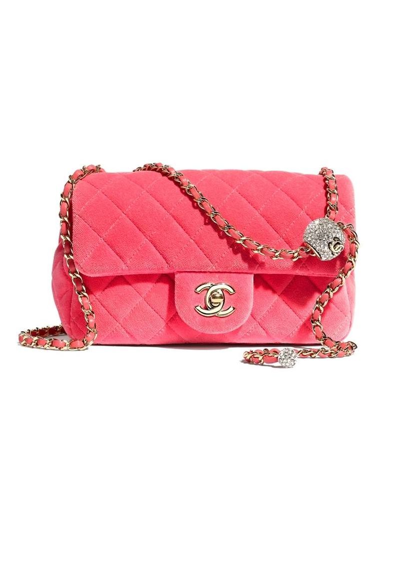 Fashion Bolso con solapa Terciopelo, strass y metal plateado| CHANEL