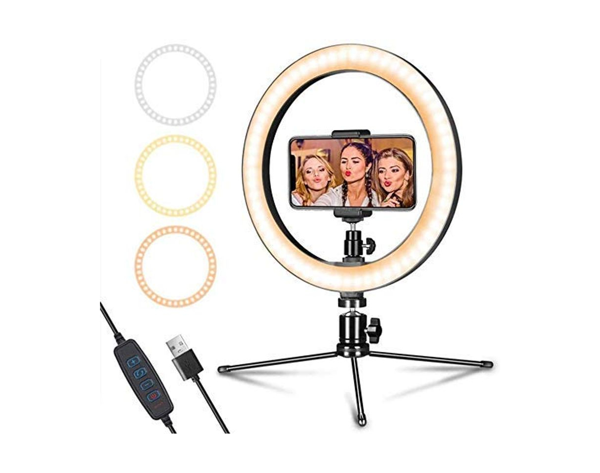 Social Anillo de luz Selfie con Soporte para teléfono Celular y ndash; Luz de Maquillaje de cámara LED Regulable para transmisión en Vivo de Video Vlog y ndash; Ringli