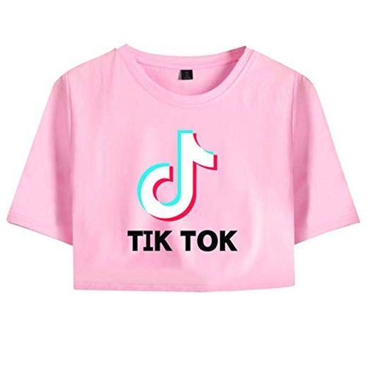 TIK TOK Camiseta Corta para Niñas Adolescentes Moda Verano Sexy Tops de