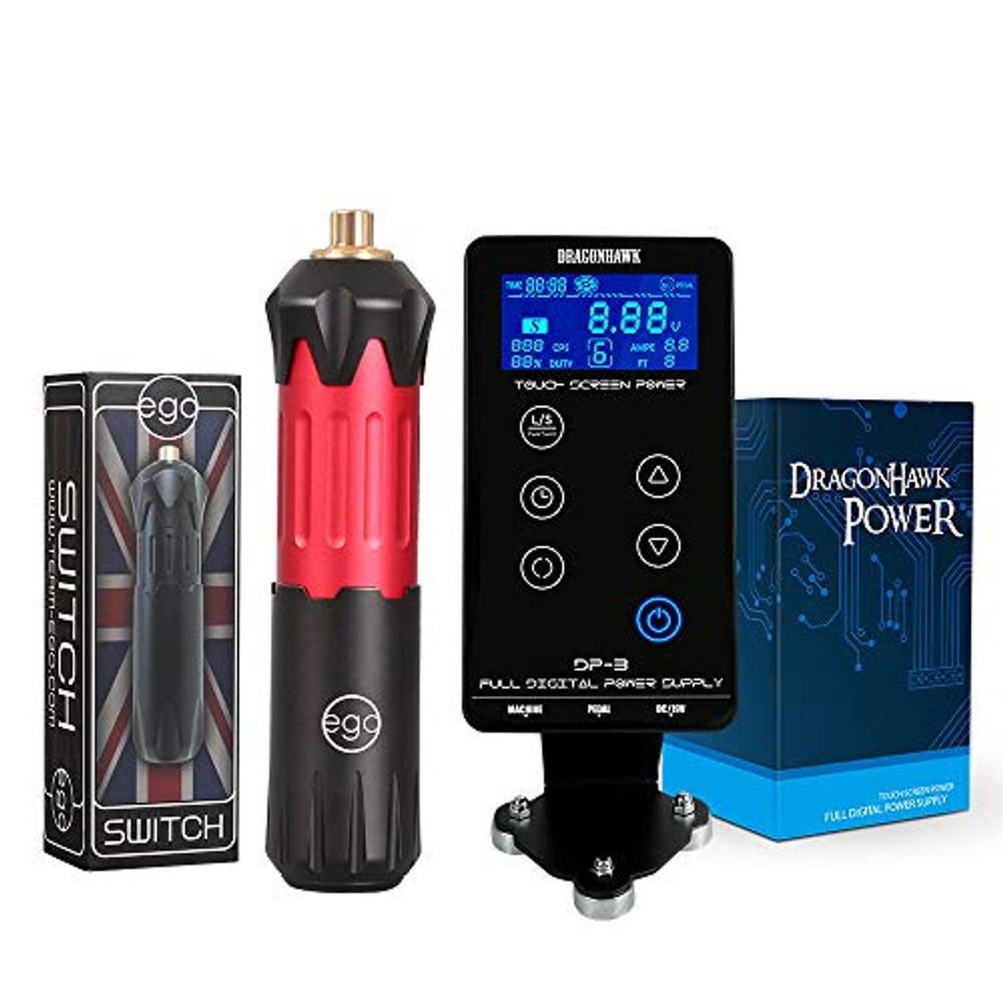 Producto Ego Rotary Tattoo Machine Switch Pen Style Machine RCA Connect With Touch Screen Digital LCD Power Supply