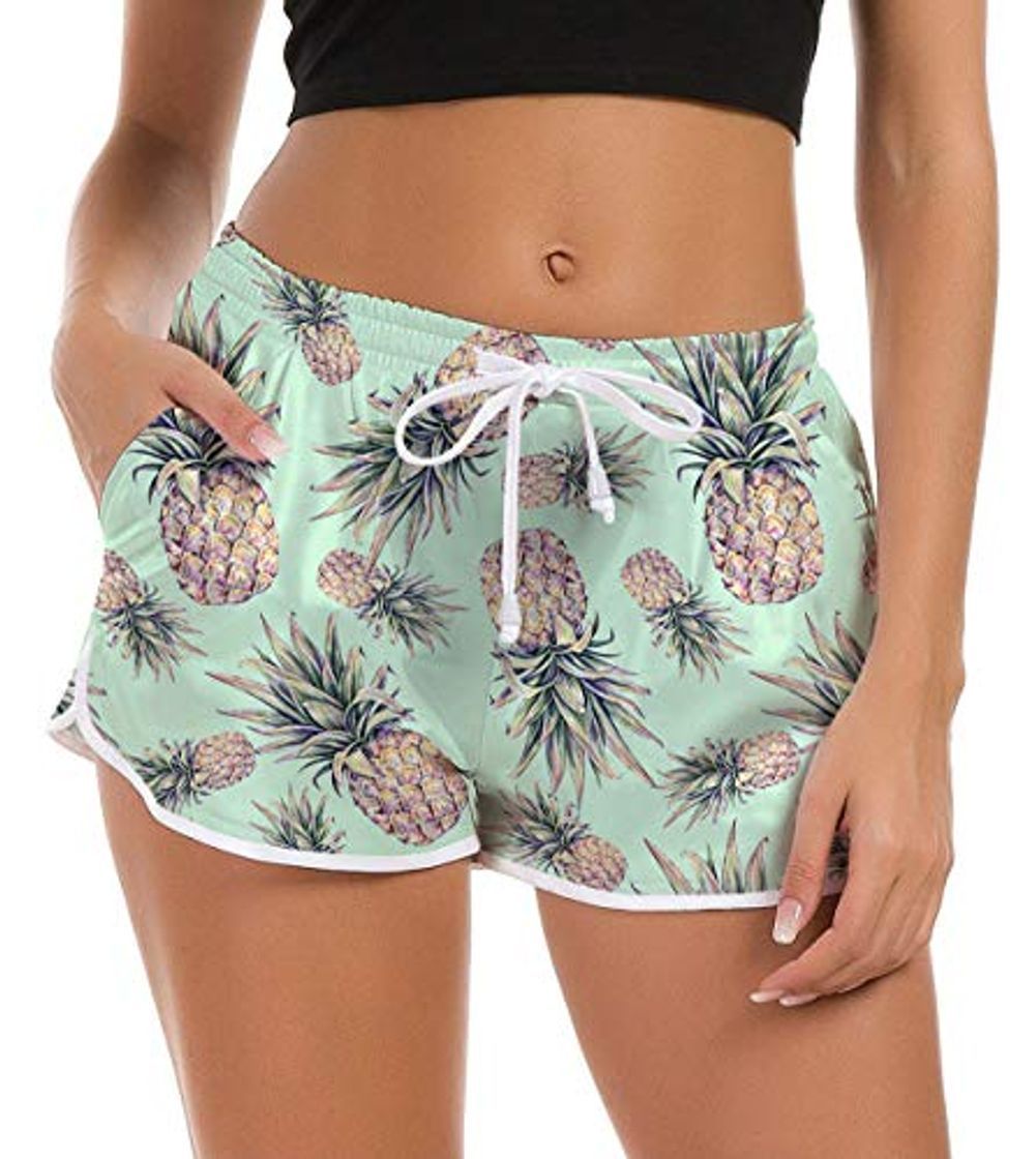 Social Traje de baño Tankini para Mujer Traje de baño de Secado rápido Short de natación con Estampado Tropical Piña Cordón Trajes de baño Estilo Hawaiano Deporte Surf Trajes de baño XL
