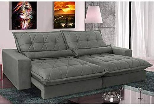 Sofa Retrátil e Reclinável com Molas Ensacadas Cama Inbox 