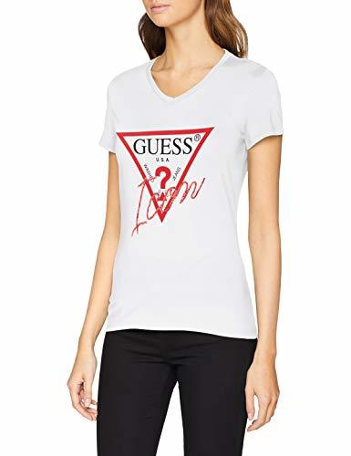 Moda Guess SS Vn Icon tee Camiseta, Blanco