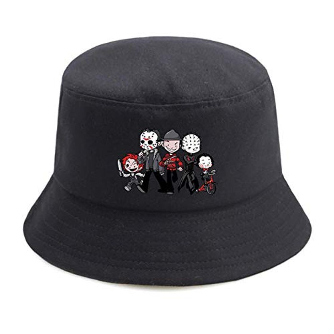 Fashion VGFTPPelícula Jason Clown Print Buckets Sombrero Verano al Aire Libre Pescador Gorras Hombre Mujer Casual Plegable Panamá Buckets Cap Sombrero Negro A