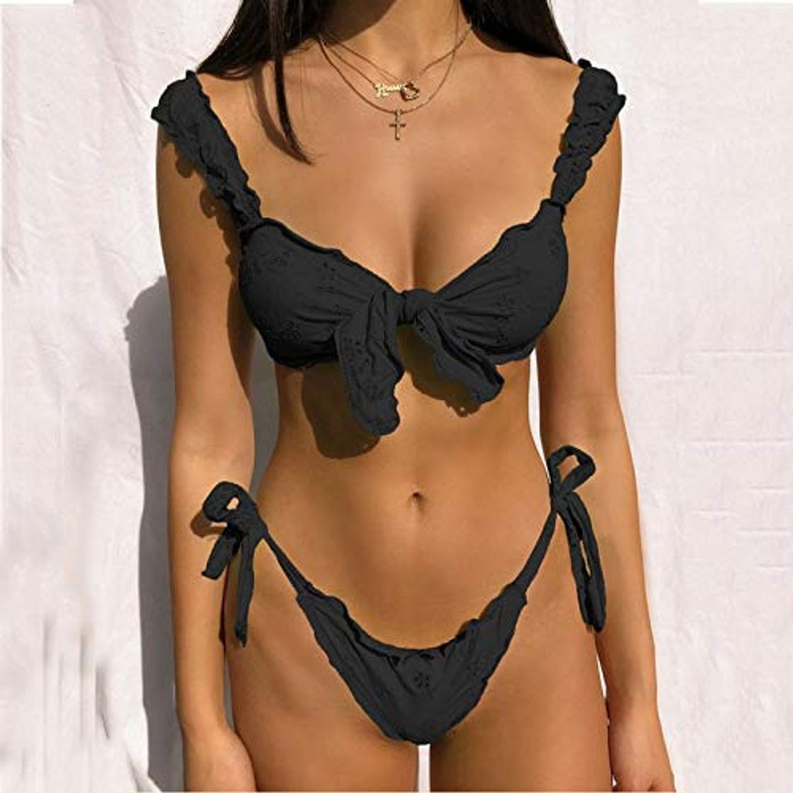 Moda Walker Valentin Bikini Sexy Women Bikini Sets sólido Color Volante Trajes de