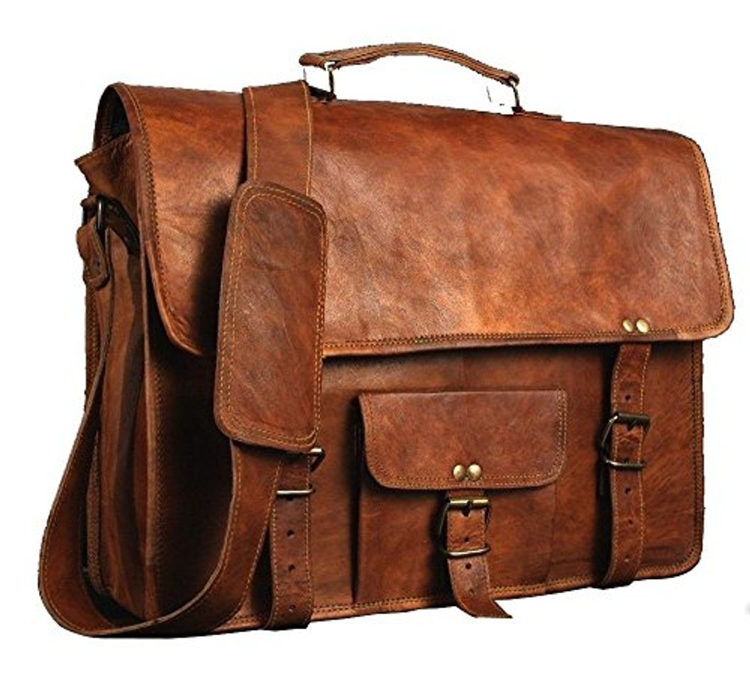 Fashion ANUENT Cartera de Cuero Vintage Messenger de Cuero Suave Satchel Laptop con