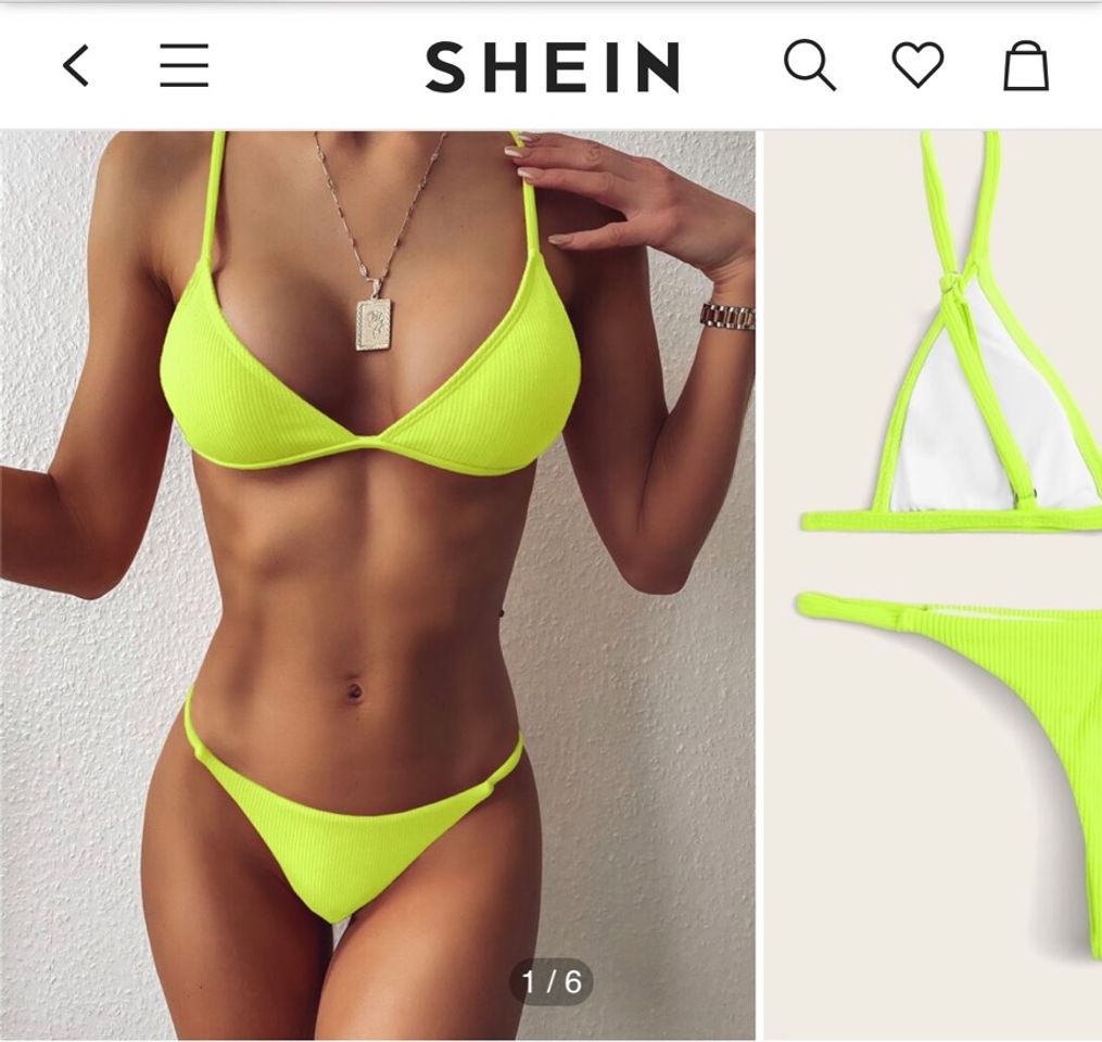 Social Neon Lime Ribbed Triangle Bikini Set