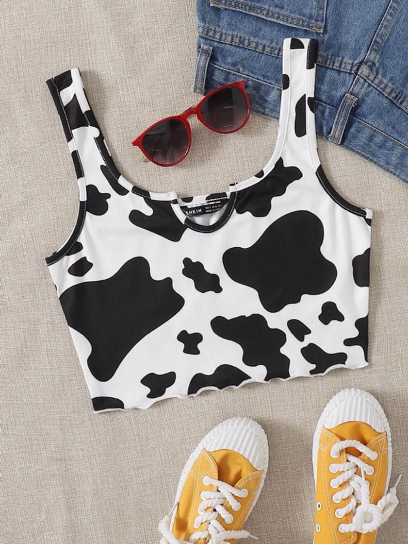 Moda Top estampa vaquinha Shein 