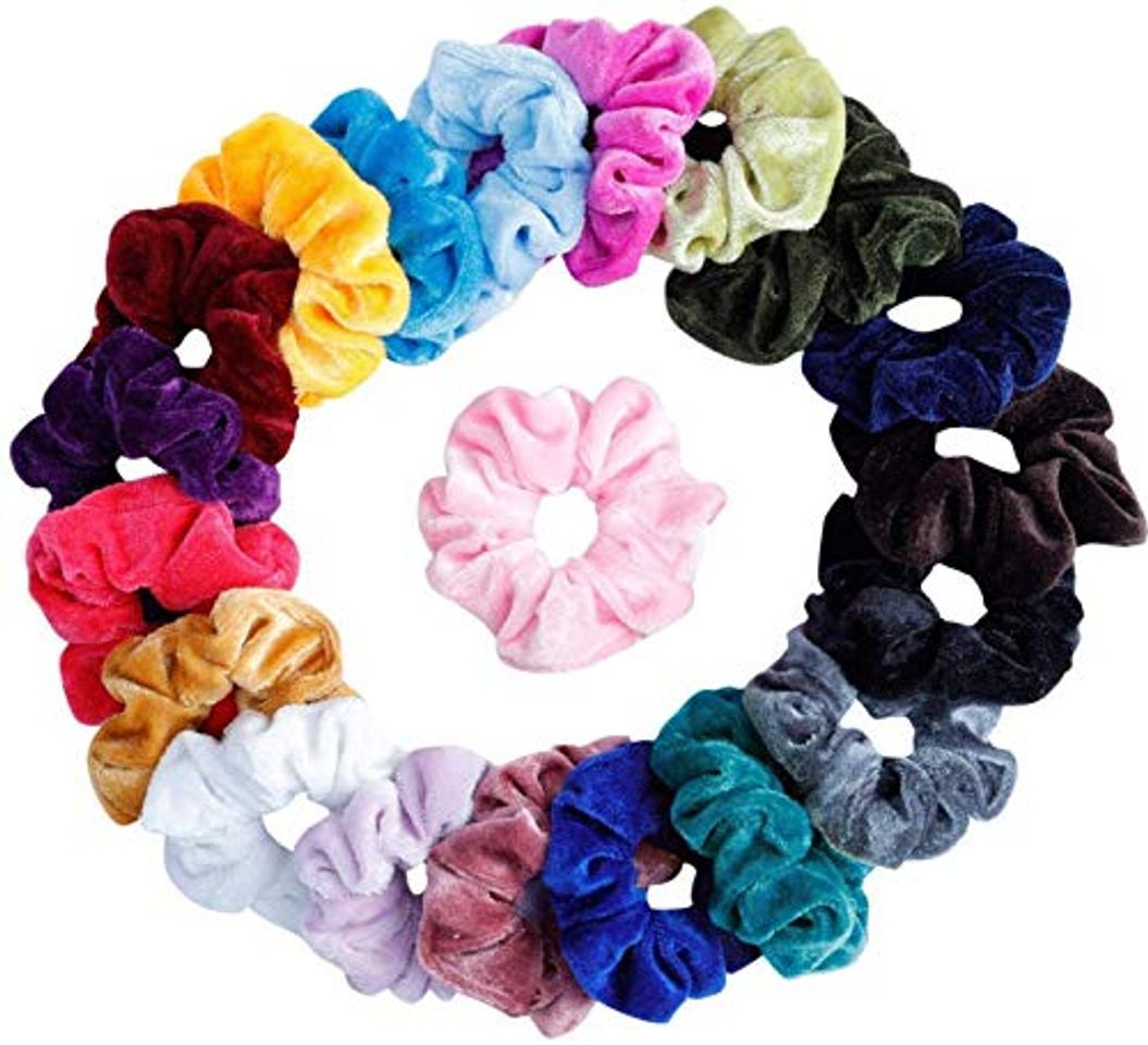 Social 20pcs pelo Scrunchies Terciopelo elástico pelo bandas Scrunchy pelo Ropes Scrunchie para
