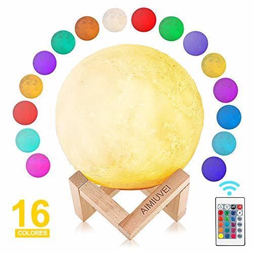 Categoría de hogar AIMIUVEI Lámpara de Luna 3D con 16 Colores RGB Luz Nocturna LED