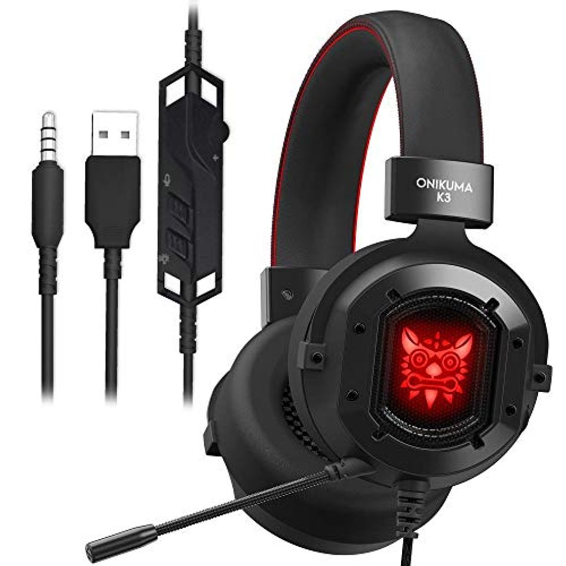 Product GAFAGAFA cascos con microfono para ps4 Auriculares para juegos Auriculares estéreo envolventes con micrófono Luces LED Auriculares con cancelación de ruido USB para PS4 Xbox One Laptop Tablet PC Auri