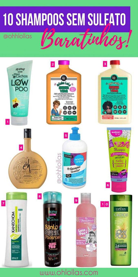 Fashion Top 10 shampoos sem sulfato. 