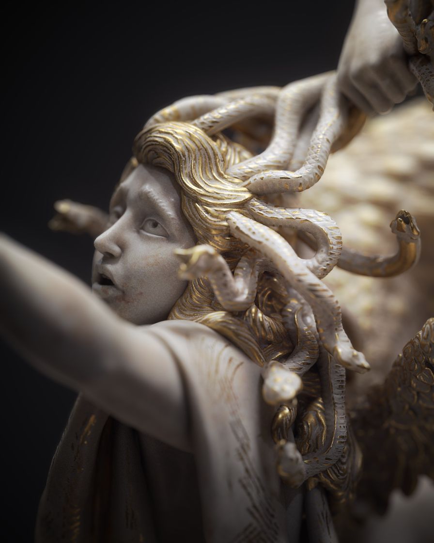 Fashion "Medusa e Perseu" escultura em 3D de Doc Zenith