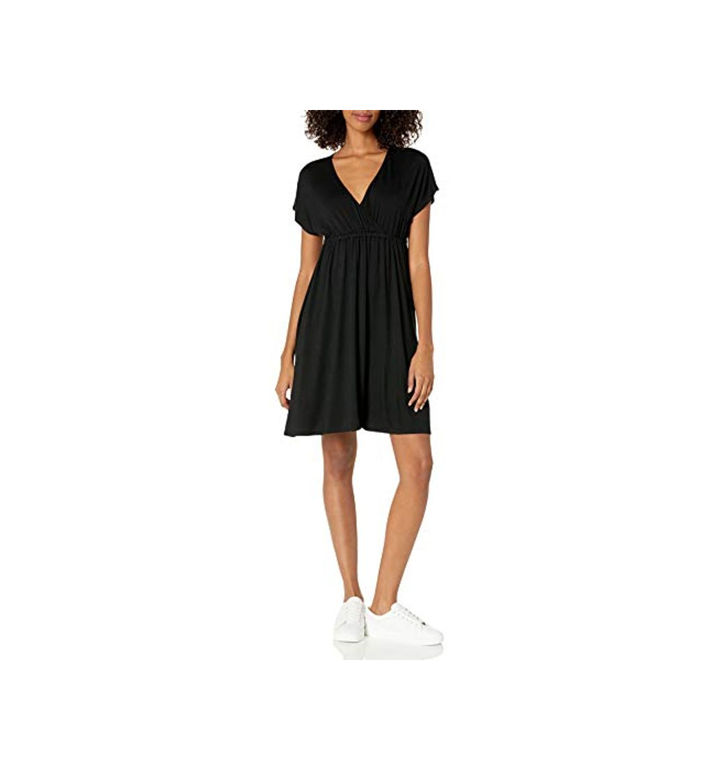 Moda Amazon Essentials - Vestido de sobrepelliz para mujer, Negro, US M