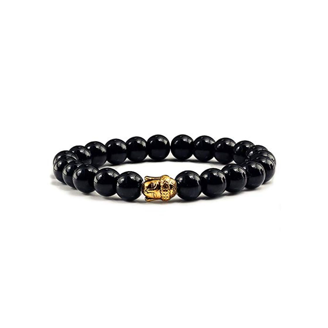 Fashion Pulsera de Cuentas de Piedra Oración 8mm Pulsera de Piedra Natural Pulsera Hombres Mujeres Buddha Head Pulseras Elásticas Brazaletes Mascule Yoga Buddhism Jewelry Moda Casual