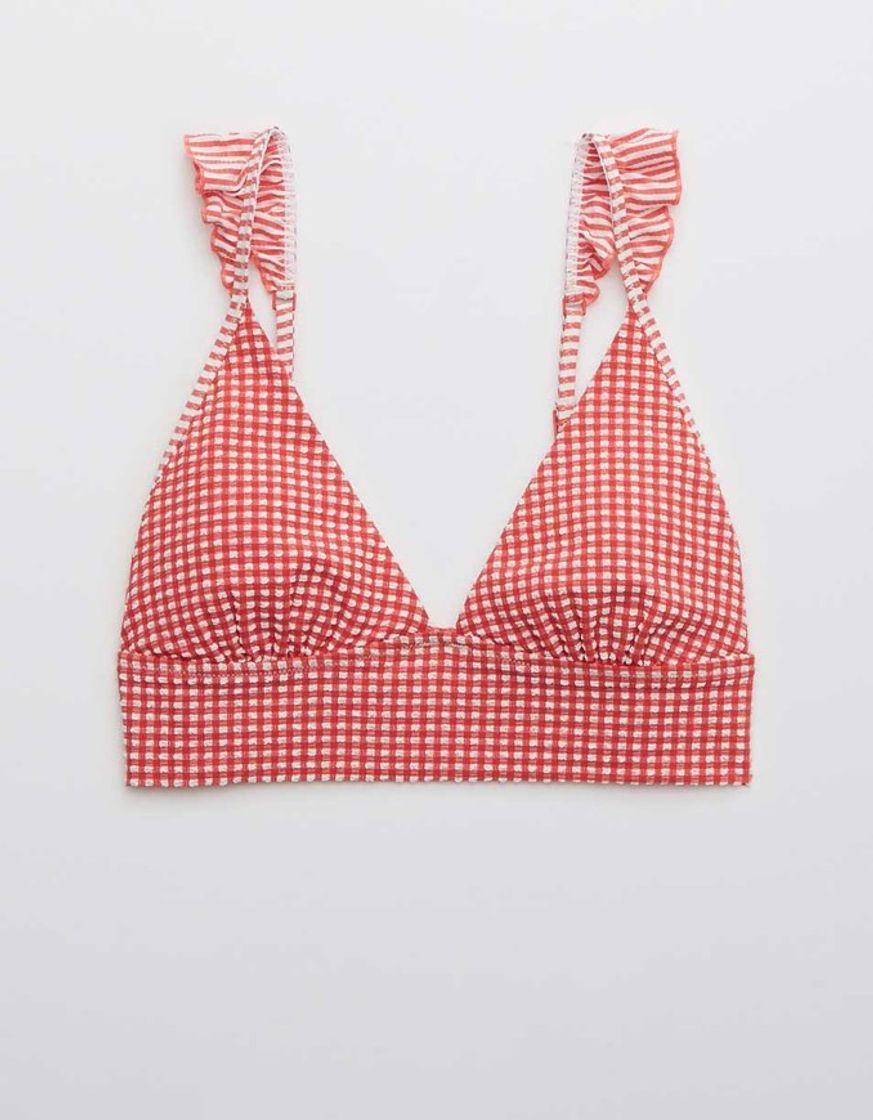 Moda Ruffled Cloqué Long Triangle Bikini Top | Aerie