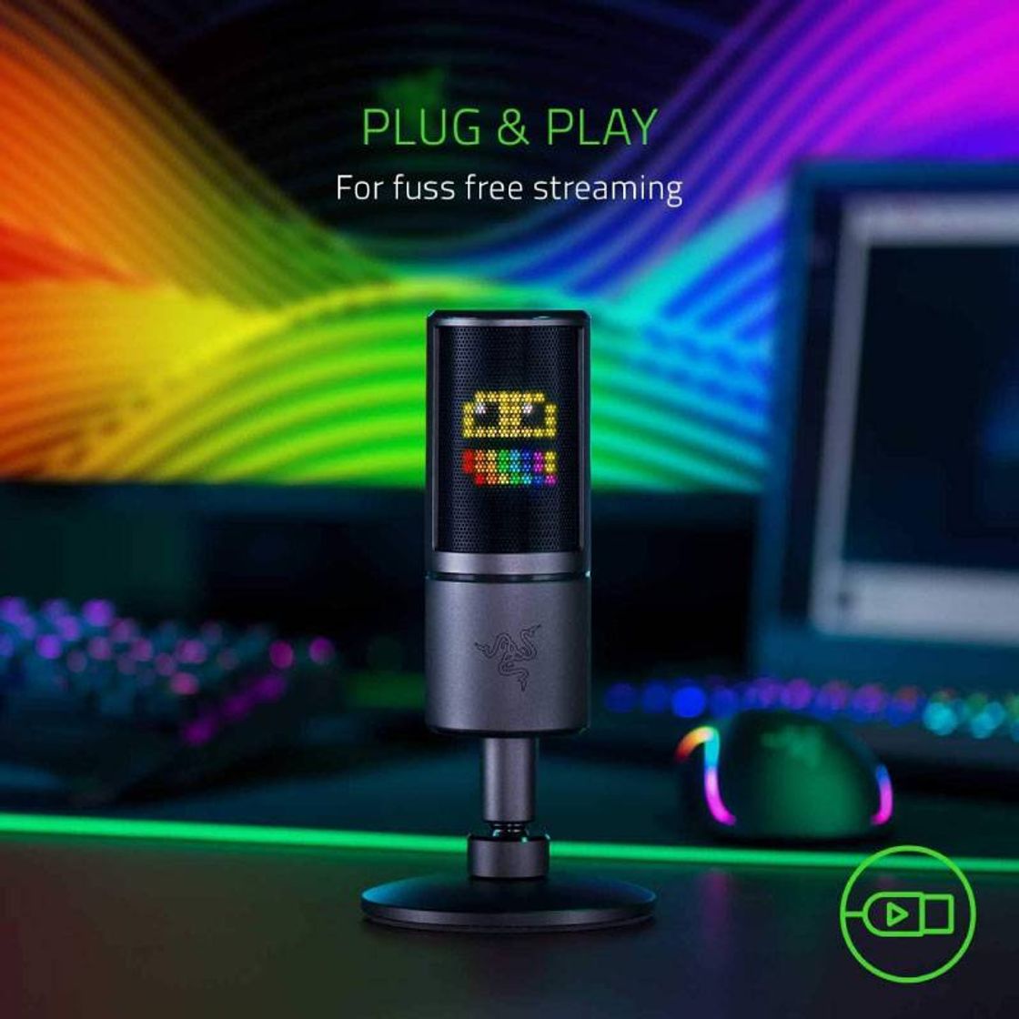 Electrónica Razer Seiren Emote - Micrófono de Condensador USB para Streaming con Amortiguador