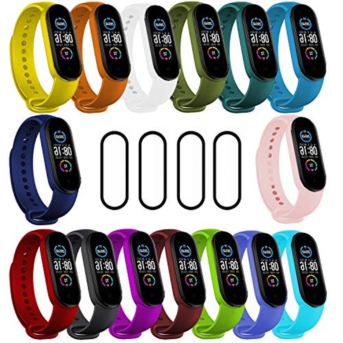 Social IMBZBK [19 Piezas] 15 Piezas Correas para Xiaomi Mi Band 5