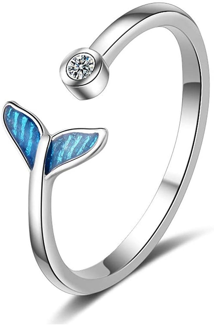 Social Chereda Cristal delfín Ballena Cola de Pescado Animal Dedos Abiertos Anillo Mujeres