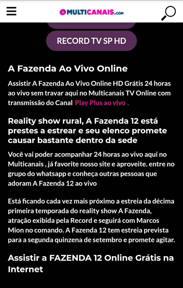 Moda Assistir A Fazenda Ao Vivo Online HD Grátis 24 horas 